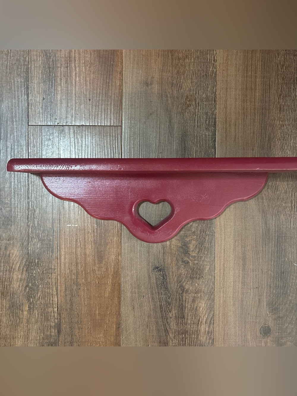 Rustic Heart Accent Wall Shelf - Red